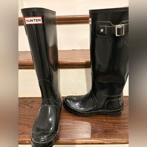 Hunter Glossy Black Tall Boots